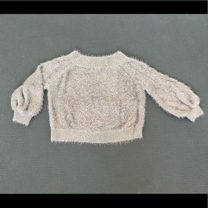 Textured Balloon Sleeve Metallic Sweater